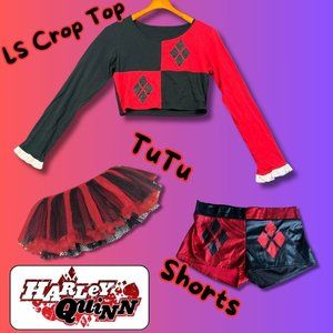 Womens Harley Quinn Black and Red Halloween Costume Size Small XS
